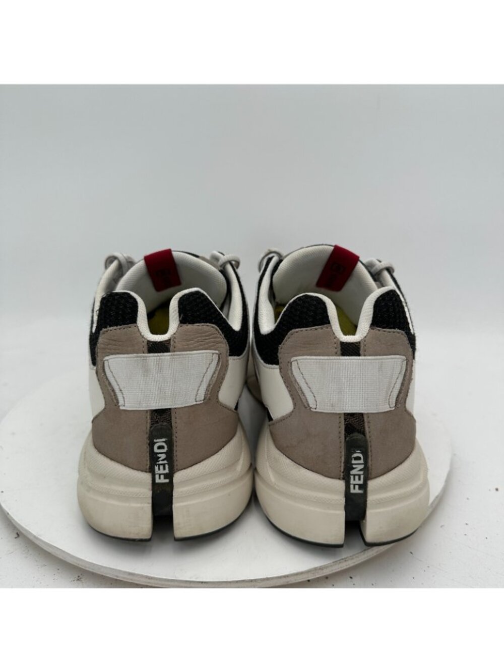 Fendi Faster Men Size 9 White Beige Tricolor Canvas Nubuck Leather Low Top Shoes - Picture 5 of 11